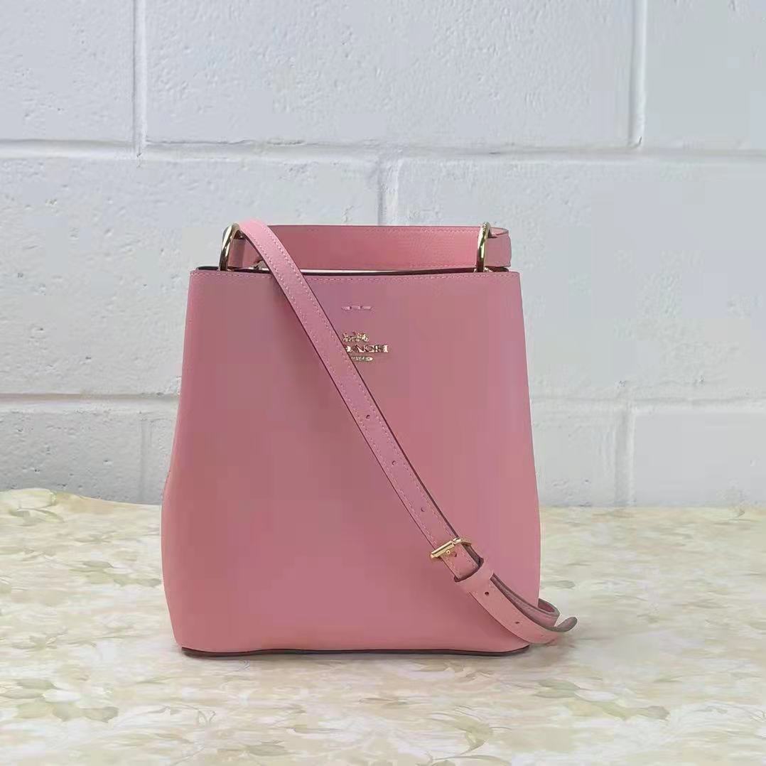 COACH 1011 SMALL TOWN BUCKET BAG IN BUBBLEGUM/WINE COACH 1011 SMALL TOWN BUCKET BAG IN BUBBLEGUM/WINE
